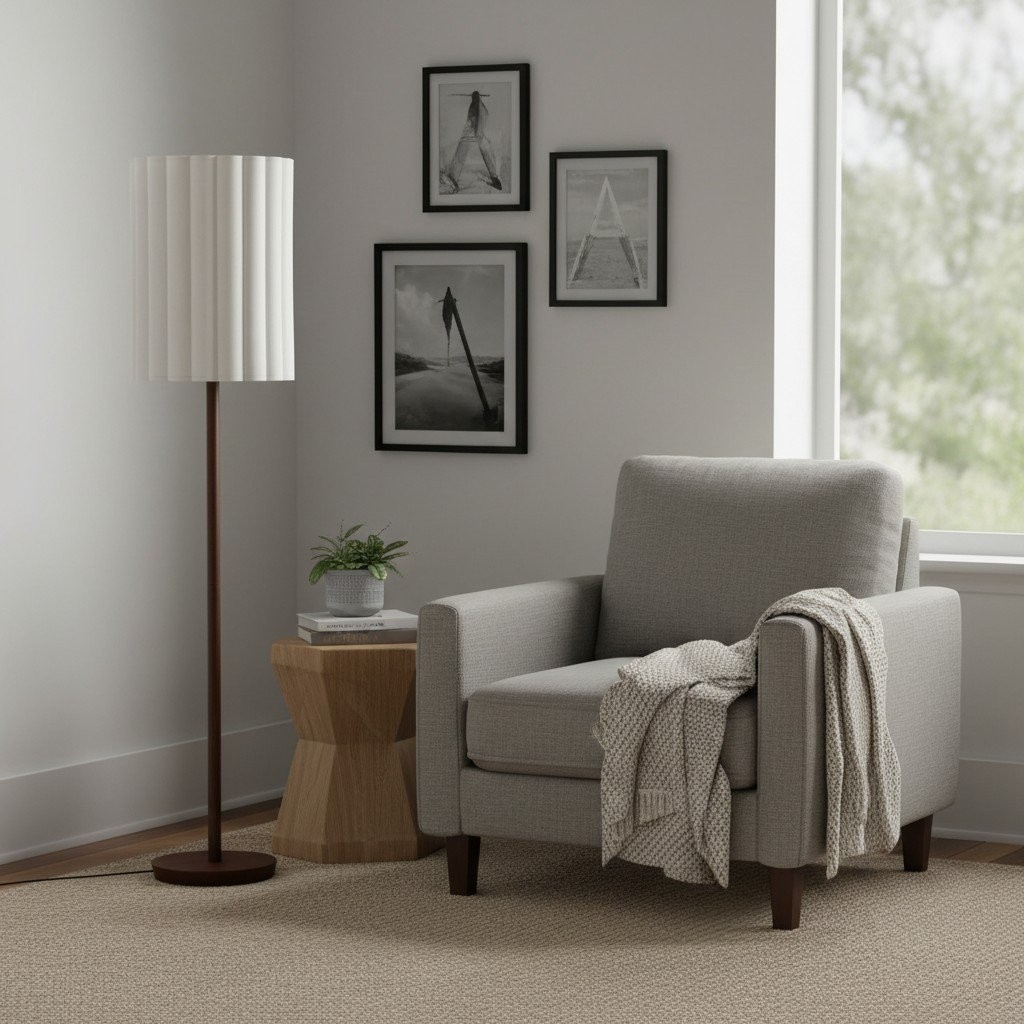 Linbron Fluted Fabric Shade Floor Light - Minimalist Fabric Floor Light for Interior Decor KL1667