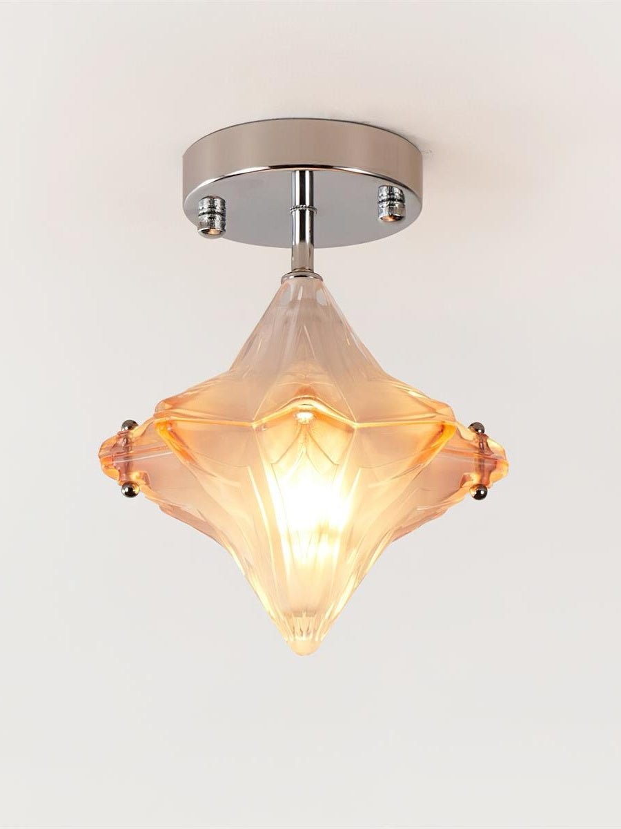 Art Deco Star Ceiling Lamp - Frosted Glass Fixture for Hallway & Entryway - Astris Ceres KL1564