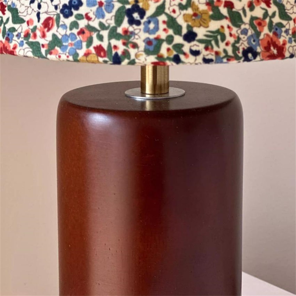 French Fabric Floral Wood Small Table Lamp For Bedroom KL803