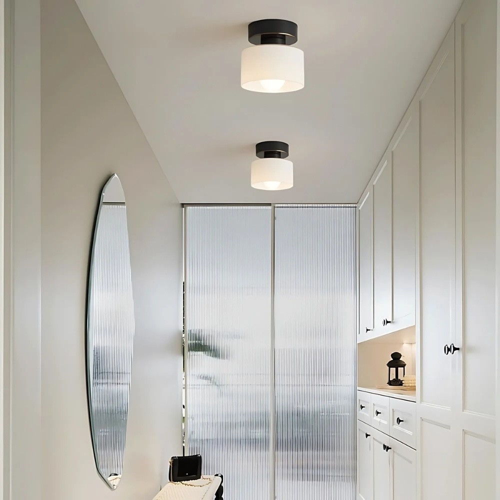 Moriglaze Glass Cylinder Ceiling Light - Sleek Sculptural Ceiling Lamp for Bedroom KL883