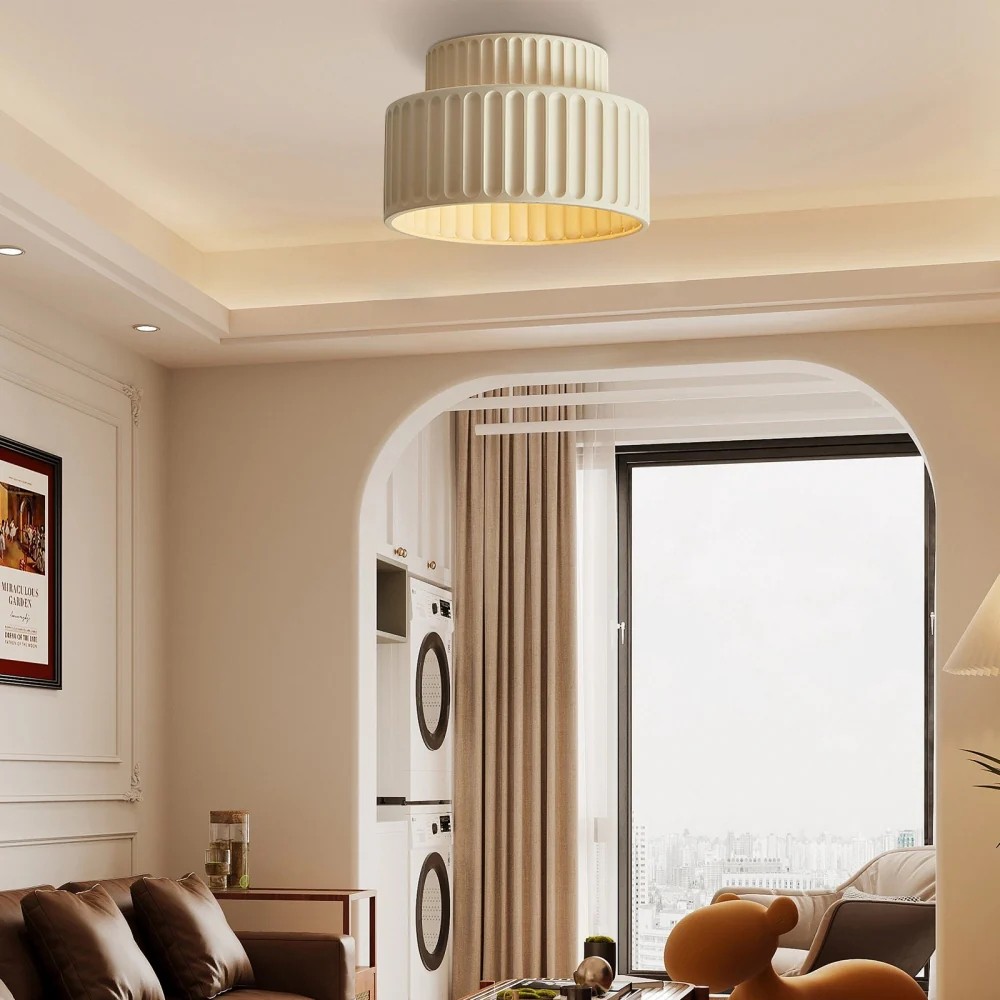 Cream Style Resin Bowl Flush Mount Ceiling Light KL118