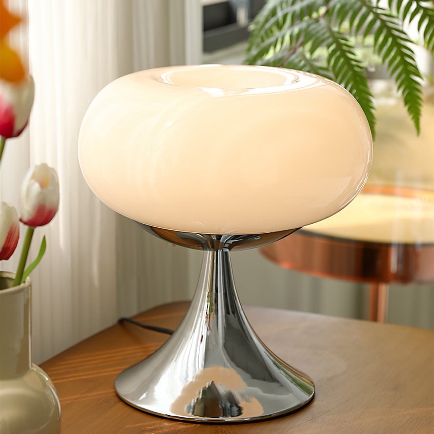 Lollora Apple Metal Glass Table Lamp - Soft Mood Lighting for Nightstand and Study KL128
