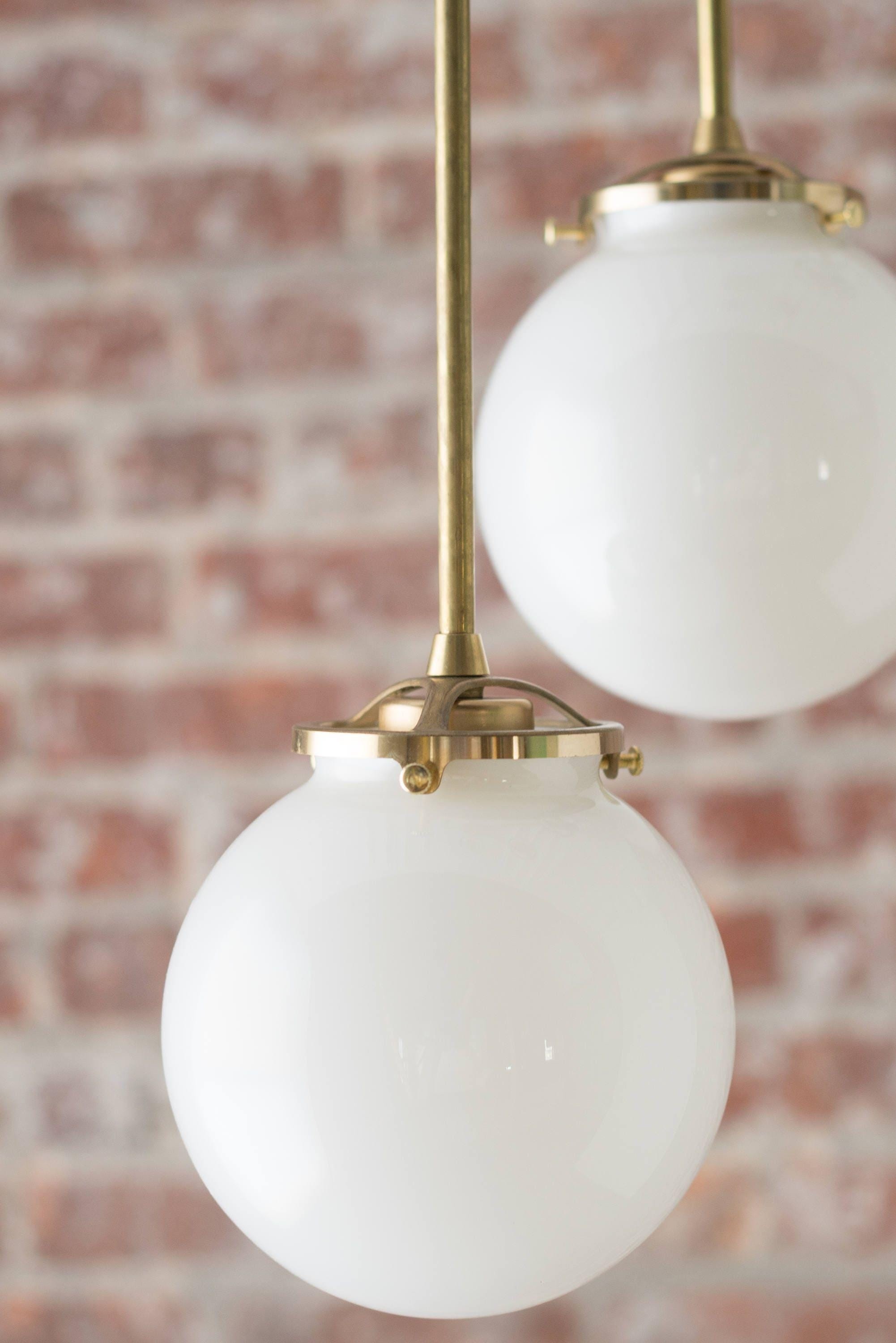 Glorica Glass 5 Globe Chandelier - Brass and Opal Glass Vintage Pendant Light KL1428