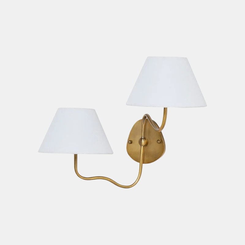 Kulo Classic Brass Wall Lamp – Modern Fabric Shade Wall Sconce for Bedroom or Hallway KL1533