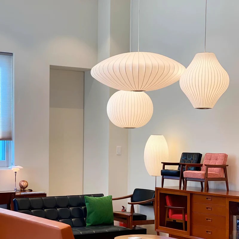 Lightweight Nelson Bubble Pendant Light - Modern Silk Pendant Light for Office or Lounge