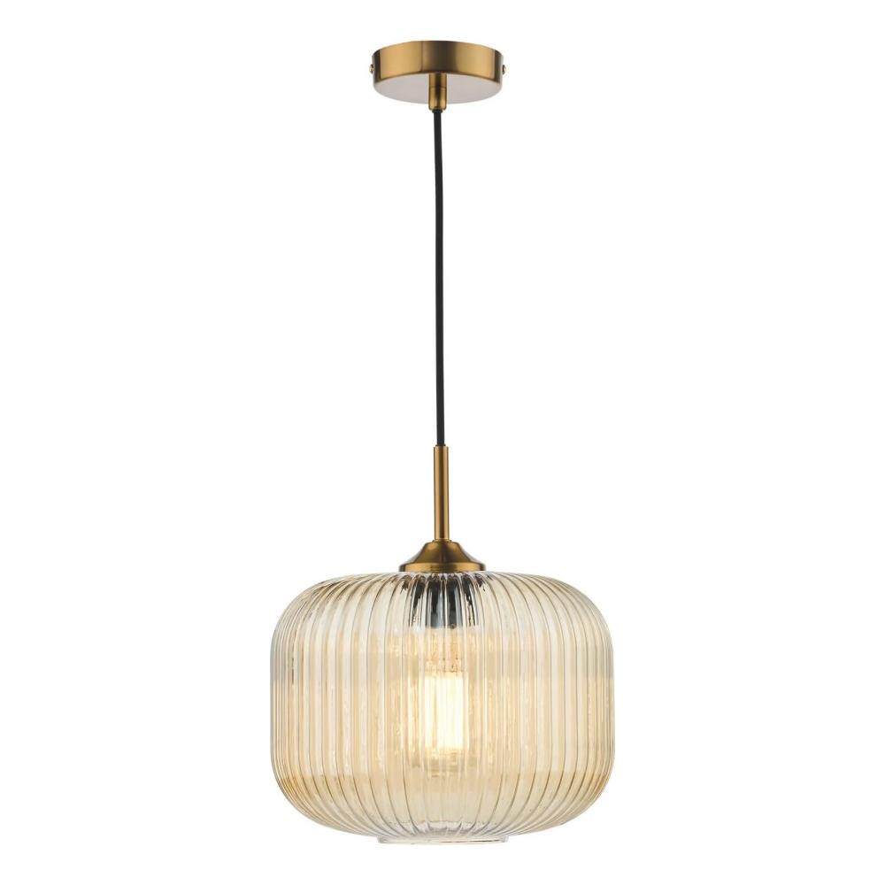 Demarius 1 Light Ribbed Glass Pendant Lamp