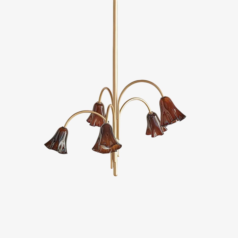 Bellina Modern Romantic Chandelier - Botanical Lily Design with Glass Flowers KL1449
