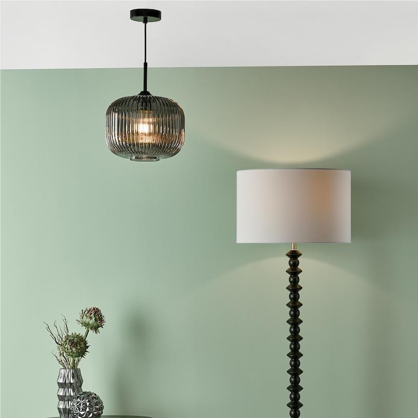 Demarius 1 Light Ribbed Glass Pendant Lamp