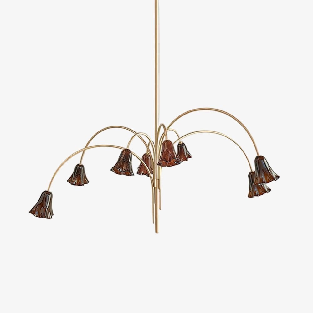 Bellina Modern Romantic Chandelier - Botanical Lily Design with Glass Flowers KL1449