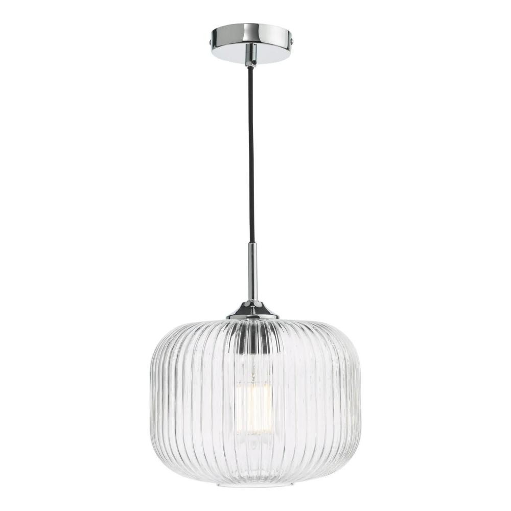 Demarius 1 Light Ribbed Glass Pendant Lamp