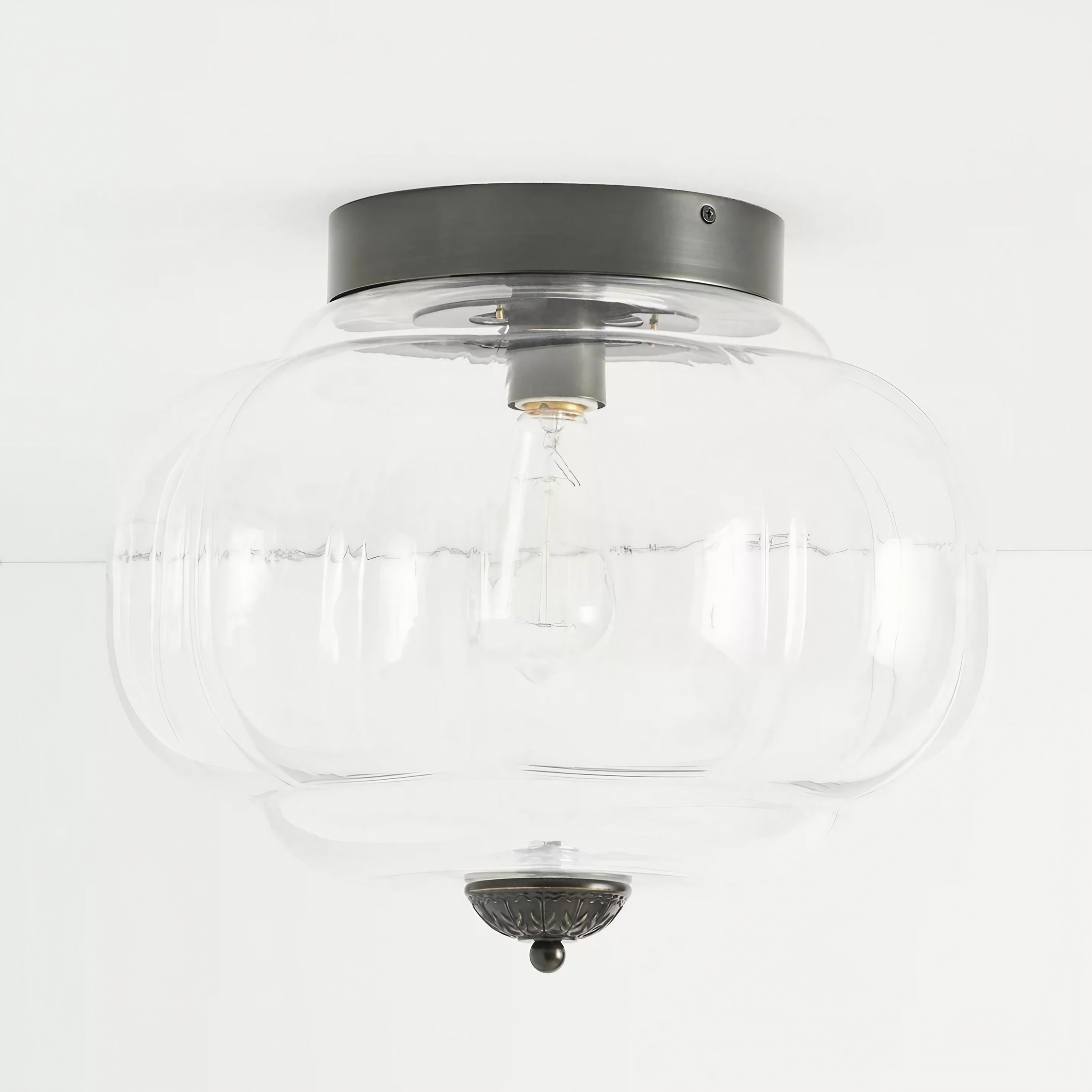Eloise Retro Milk Glass Semi Flush Mount Ceiling Light KL859