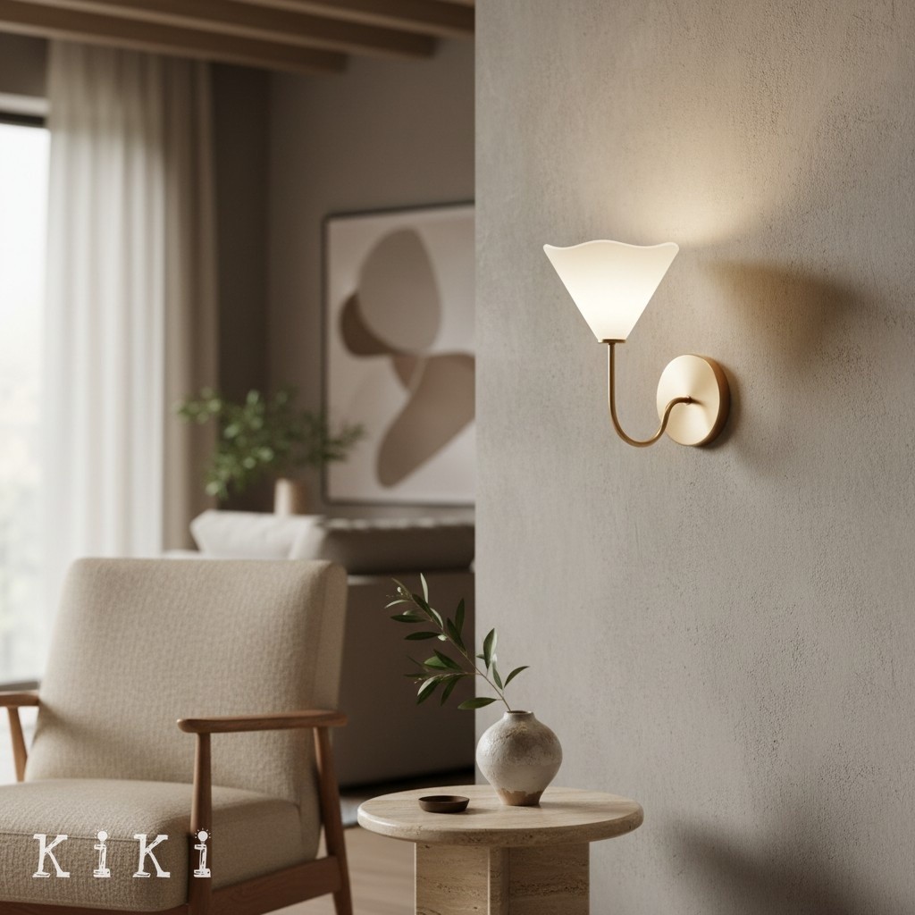 Kysara Floral Design Wall Sconce - Chic Satin Brass Sconce for Bathroom and Hallway KL1628