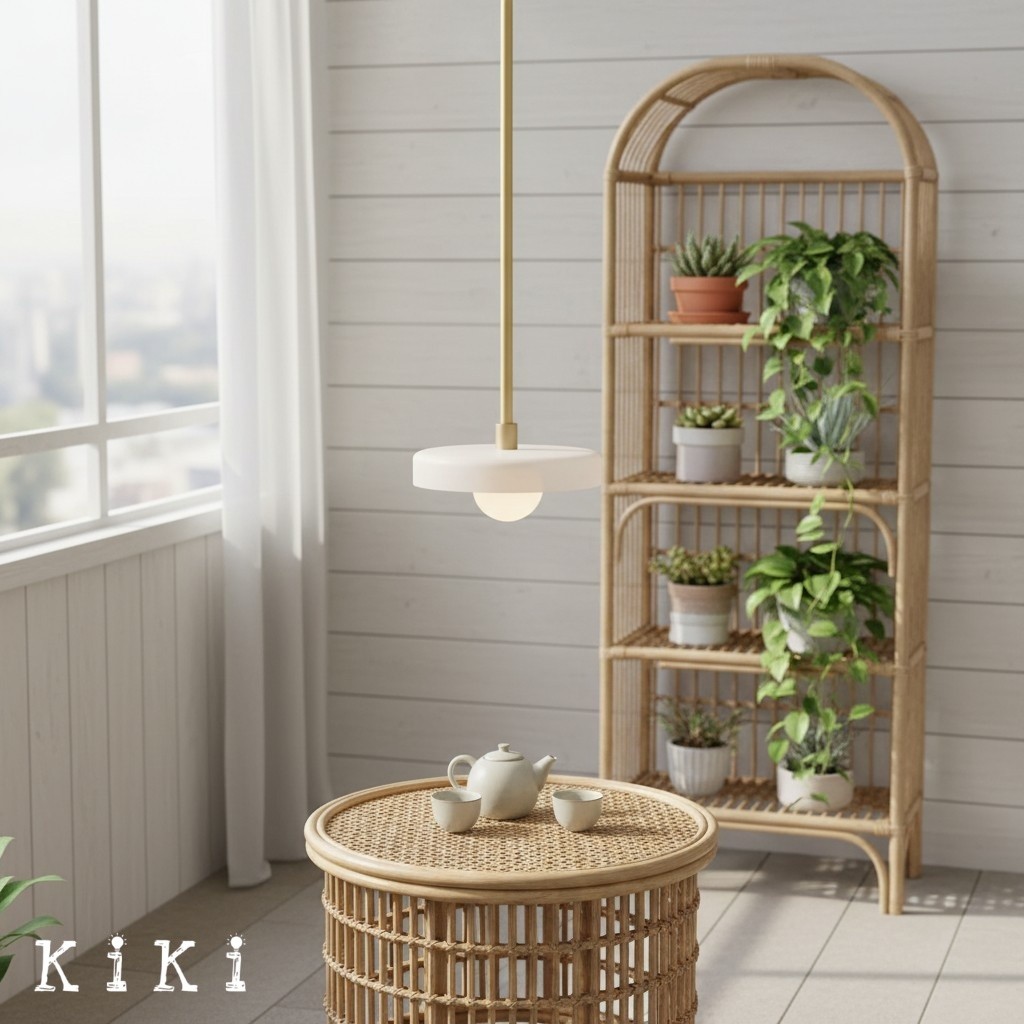 Metal Rod Glass Disc Orb Pendant Light KL923