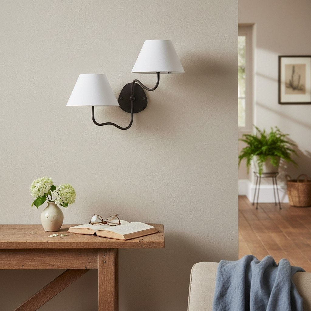 Kulo Classic Brass Wall Lamp – Modern Fabric Shade Wall Sconce for Bedroom or Hallway KL1533