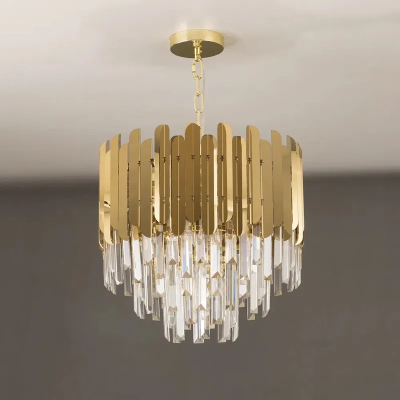 Modern Brass Crystal Chandelier