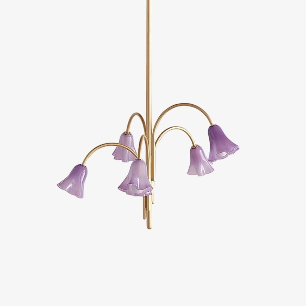 Bellina Modern Romantic Chandelier - Botanical Lily Design with Glass Flowers KL1449
