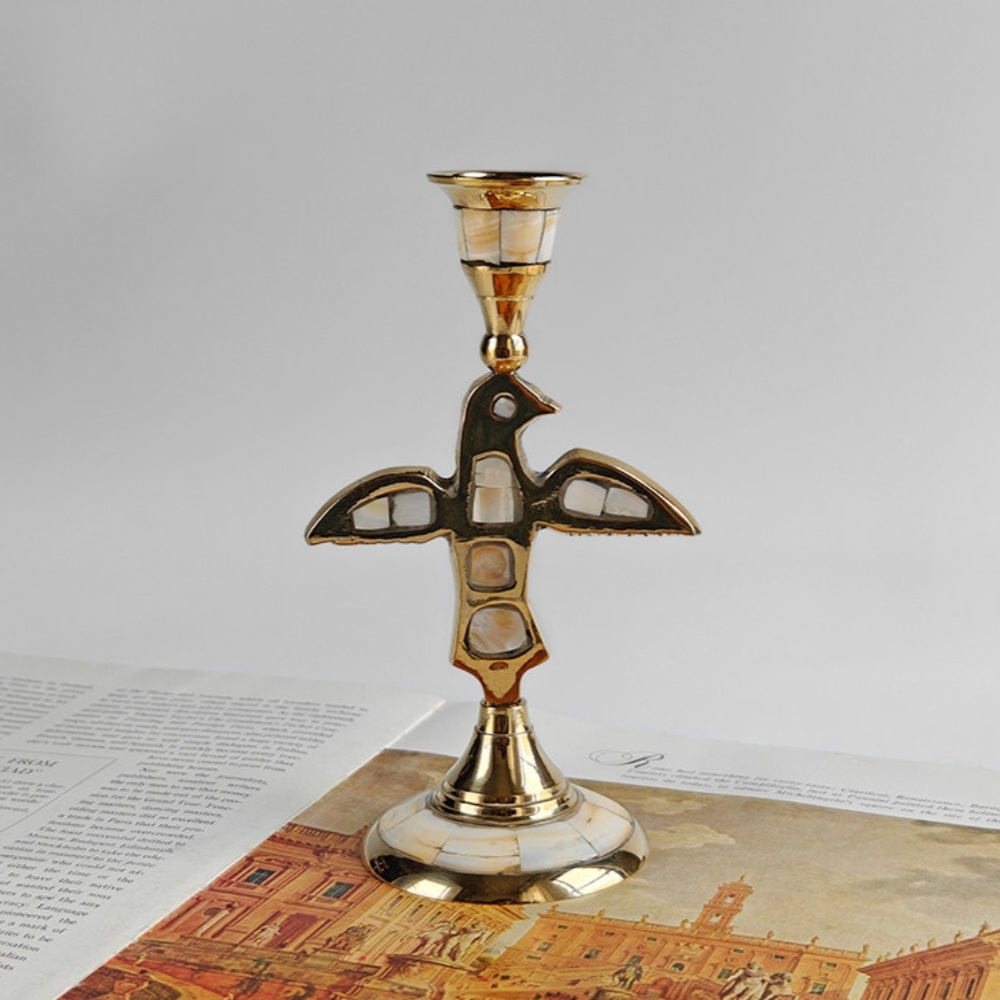 Ossik Decorative Candle Holder - Retro Nordic Brass Holder for Bedroom and Table KL2348