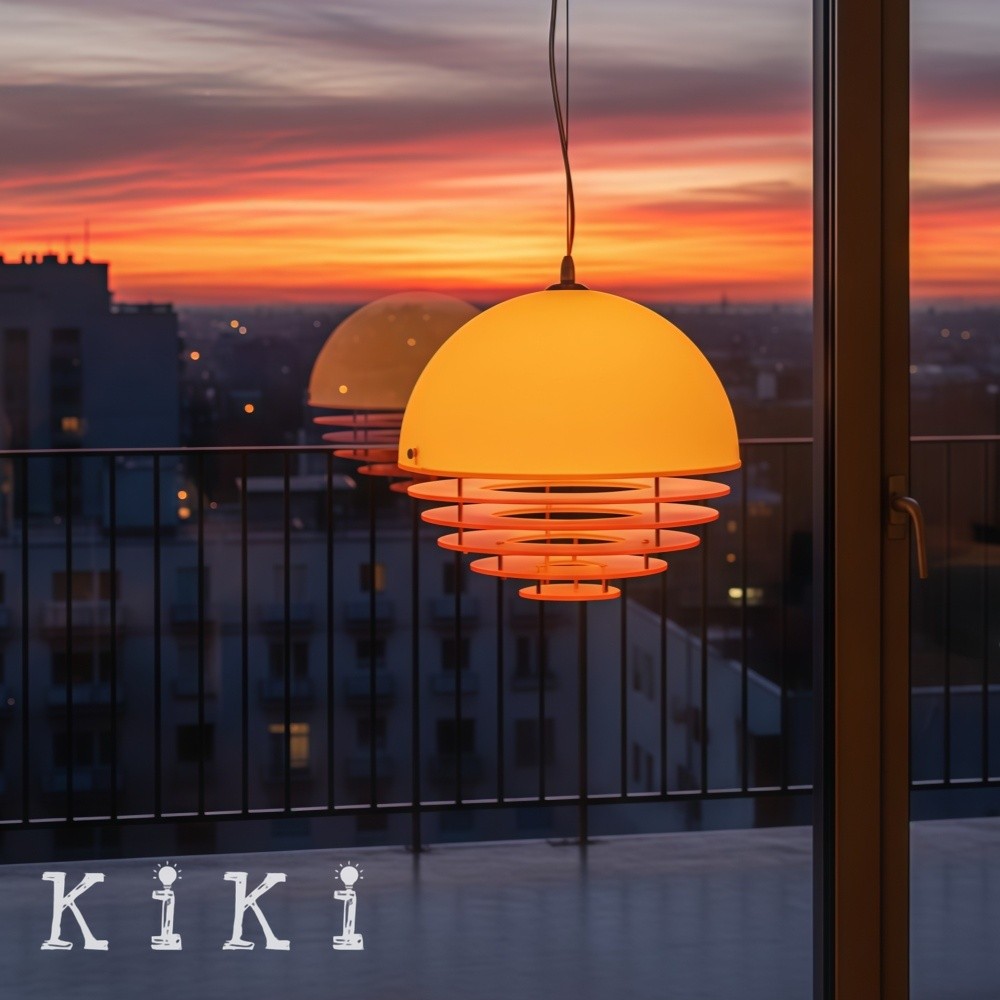 Sunset Pendant Light - Medieval Bauhaus Orange Orb Pendant Light KL880