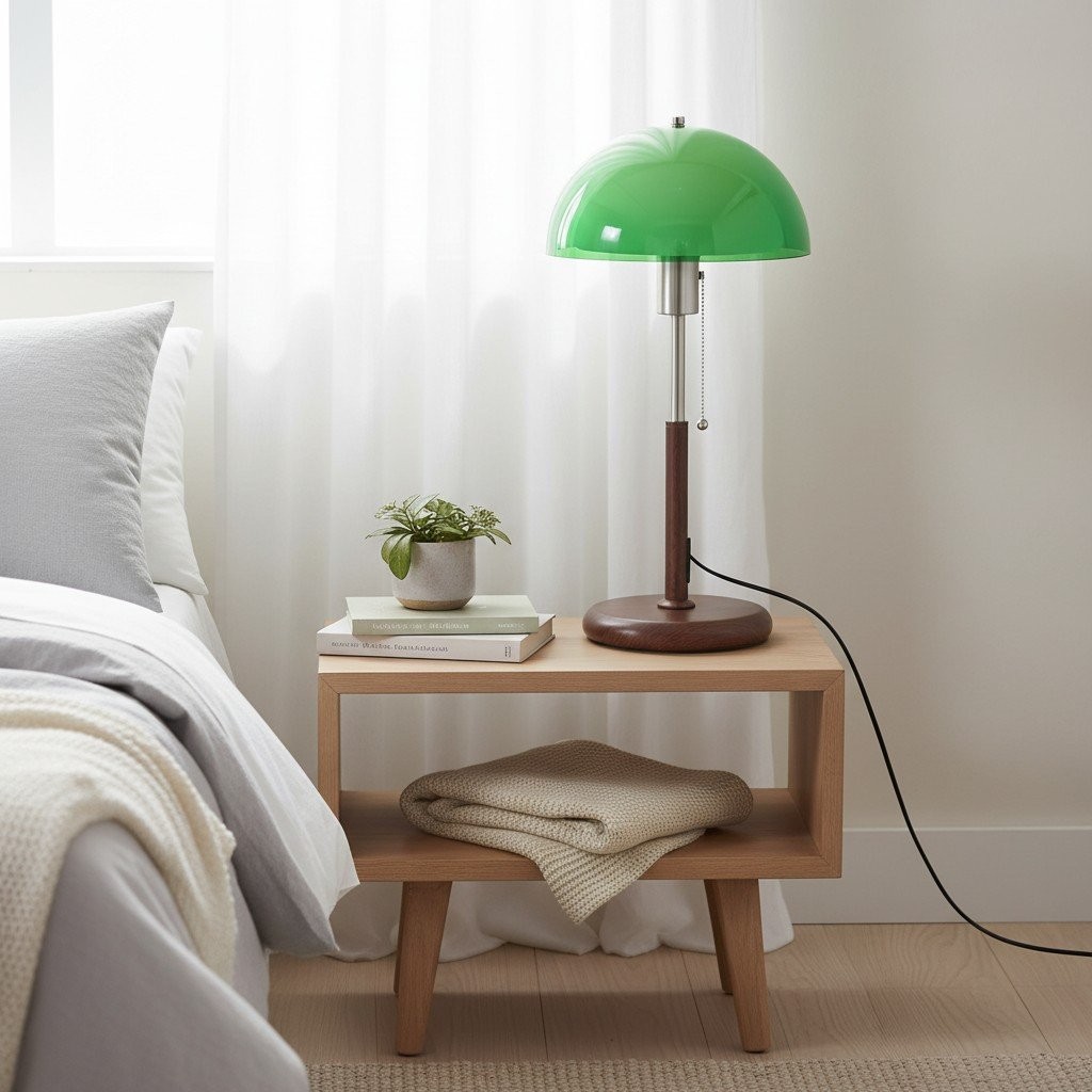 Afterglow Round Dome Table Lamp -  Acrylic and Wood Lighting for Modern Retro Bedroom KL2143