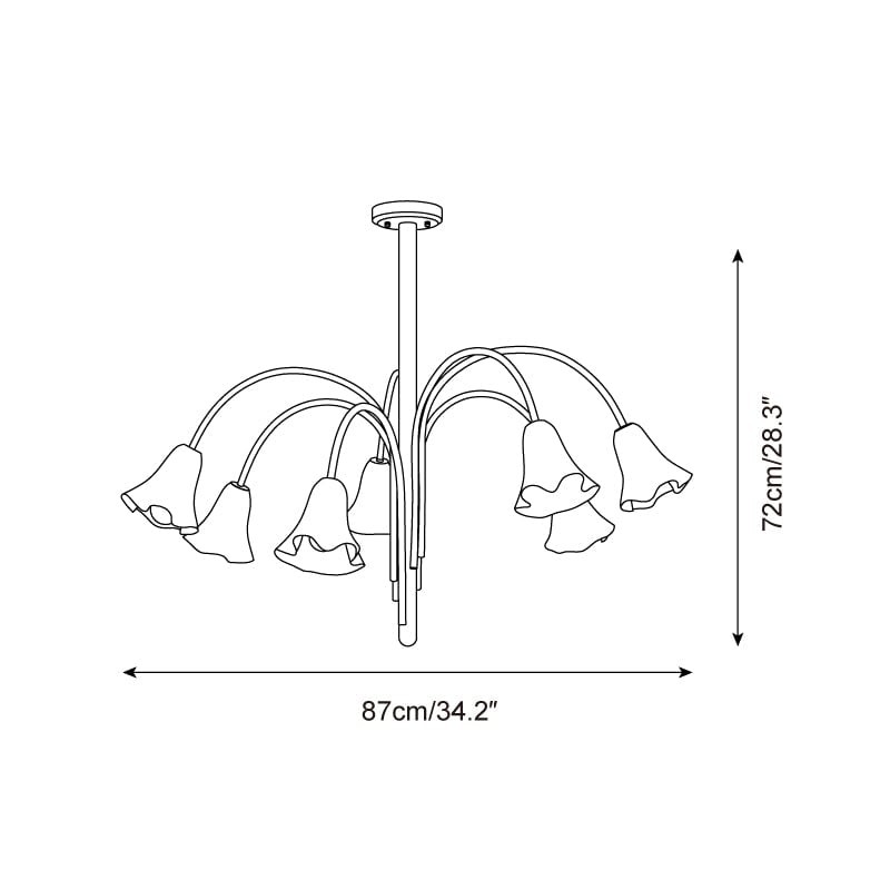 Bellina Modern Romantic Chandelier - Botanical Lily Design with Glass Flowers KL1449