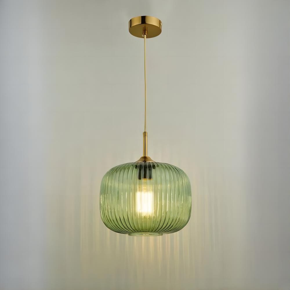 Demarius 1 Light Ribbed Glass Pendant Lamp