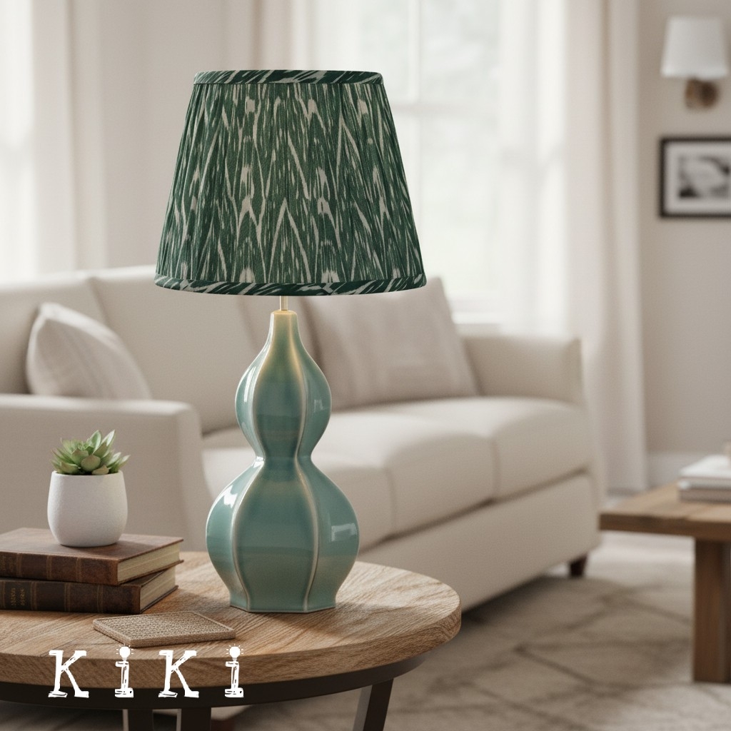 Thalune Pleated Ceramic Table Lamp - Decorative Lamp for Desk Room or Living Area KL2154