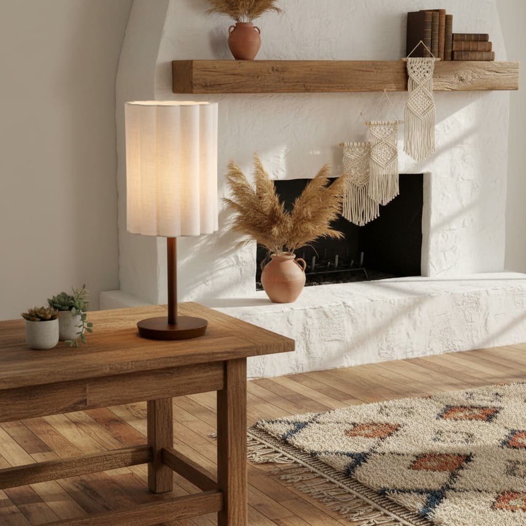 Linbron Minimalist Fabric Shade Table Lamp - Cylinder Stripe Table Lamp for Office and Lounge KL1662