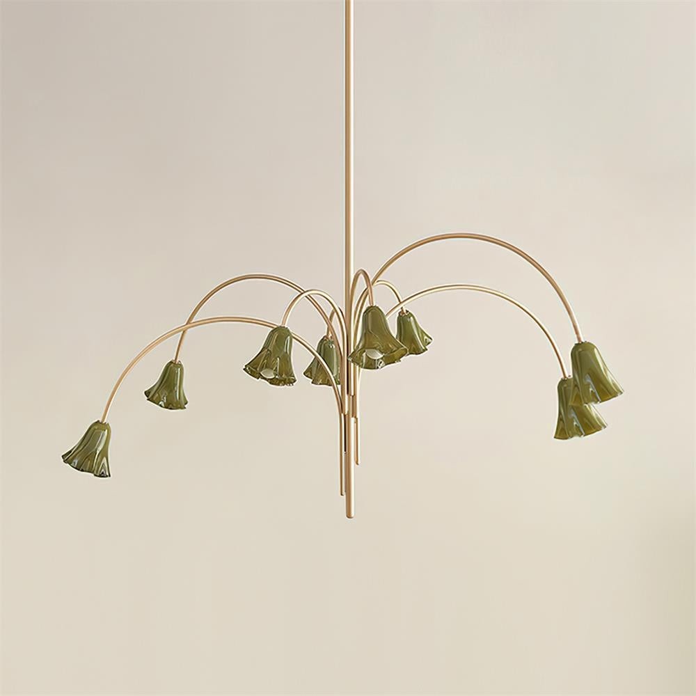 Bellina Modern Romantic Chandelier - Botanical Lily Design with Glass Flowers KL1449