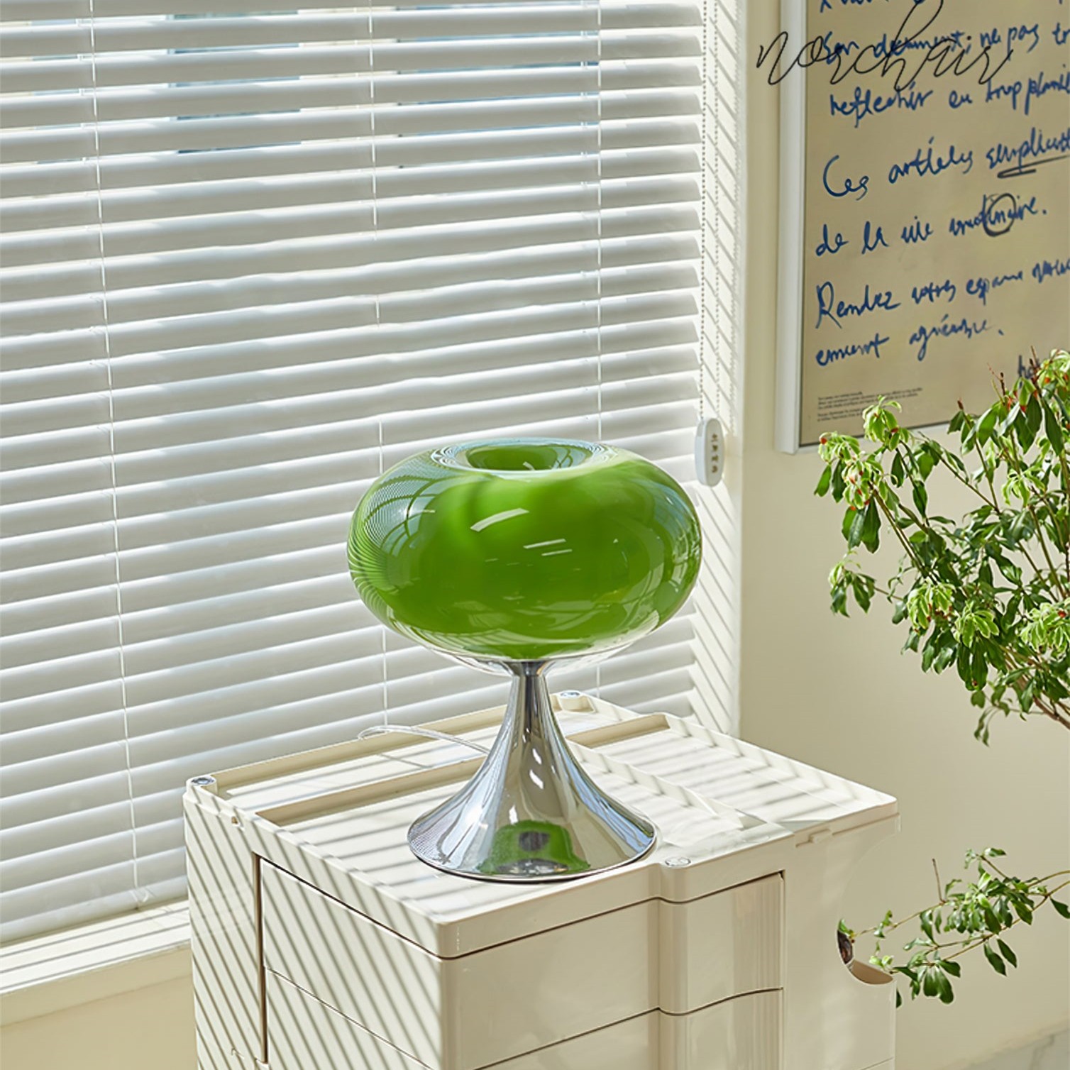Lollora Apple Metal Glass Table Lamp - Soft Mood Lighting for Nightstand and Study KL128