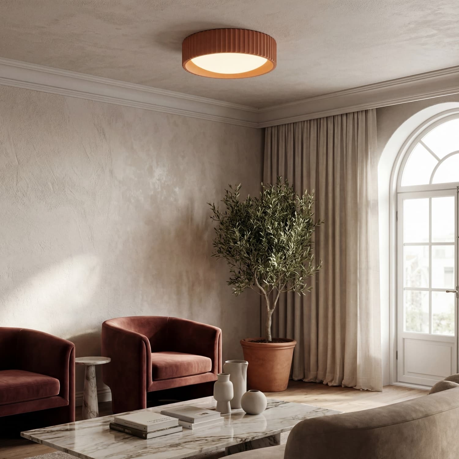Acrion Minimalist Acrylic Ceiling Lamp - Circle Concrete Ceiling Light for Living Areas KL2333