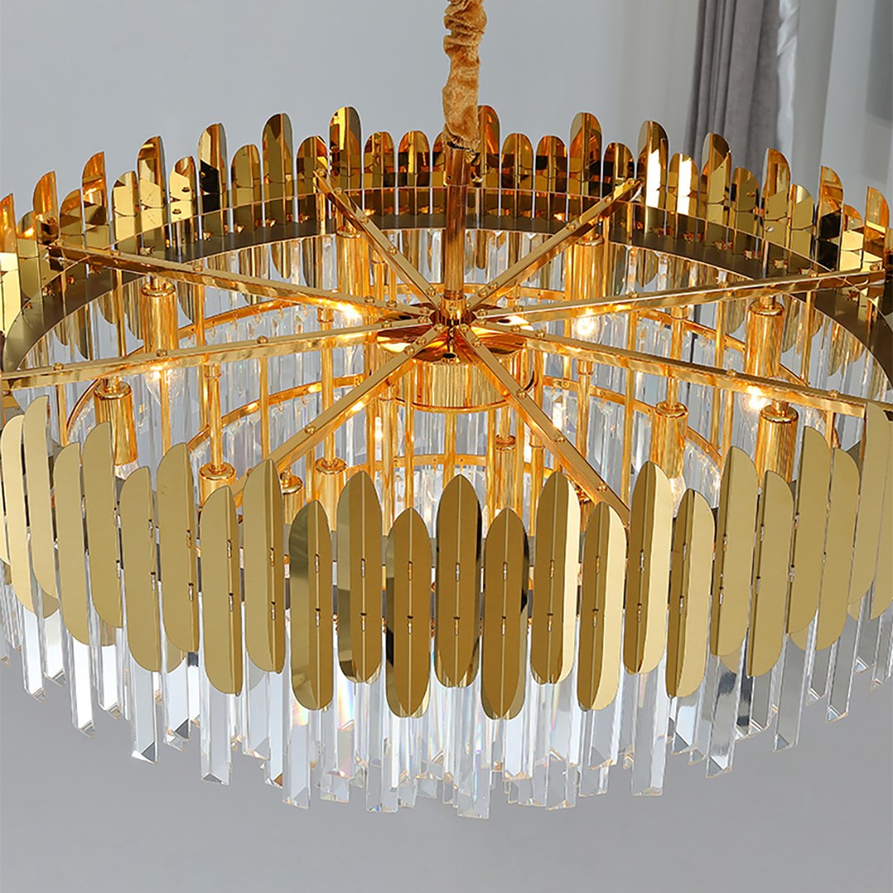 Modern Brass Crystal Chandelier