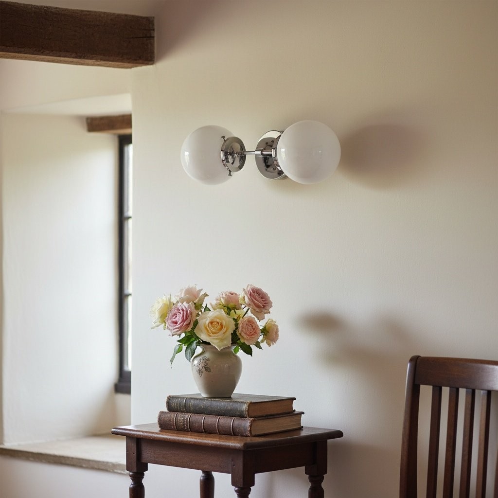 Lumio Globe Art Deco Vanity Light -  Opal Globe Bathroom Sconce KL1416
