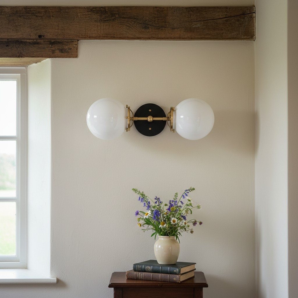 Lumio Globe Art Deco Vanity Light -  Opal Globe Bathroom Sconce KL1416