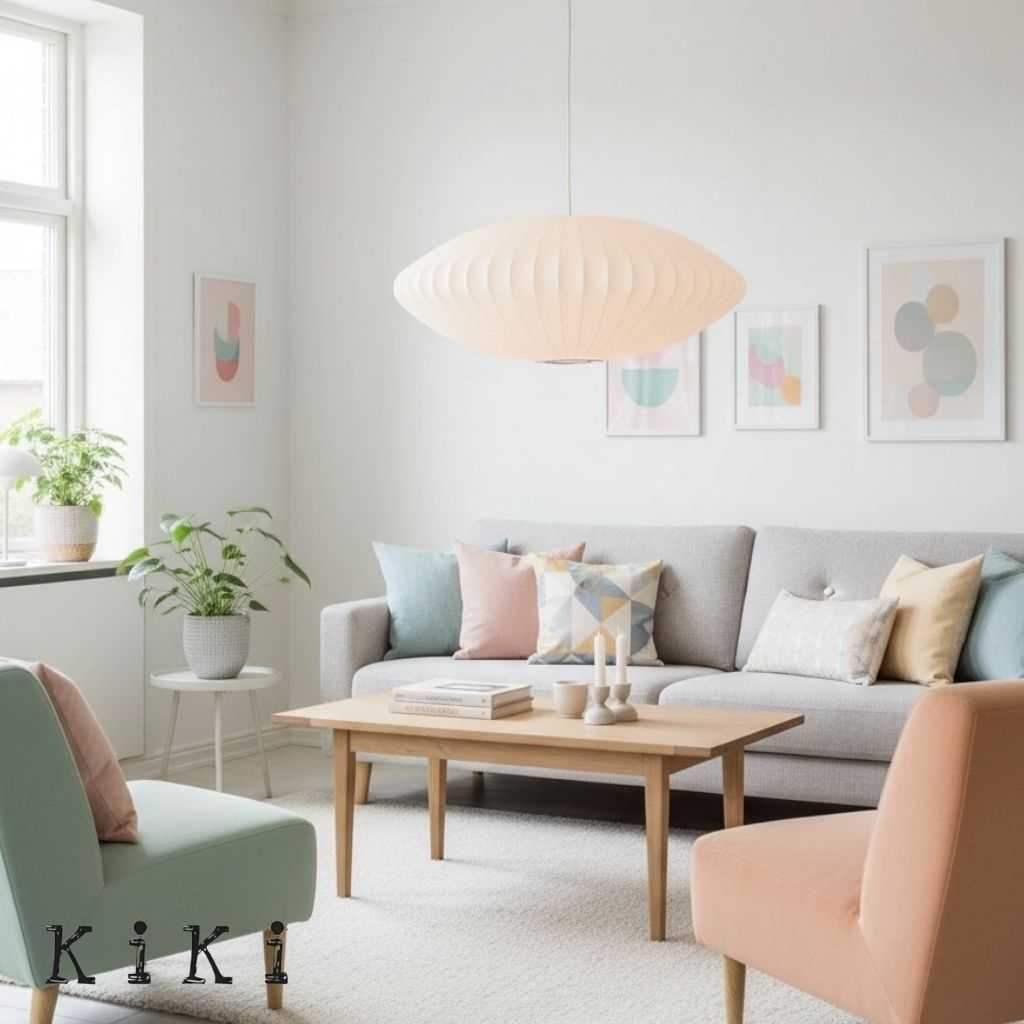 Lightweight Nelson Bubble Pendant Light - Modern Silk Pendant Light for Office or Lounge