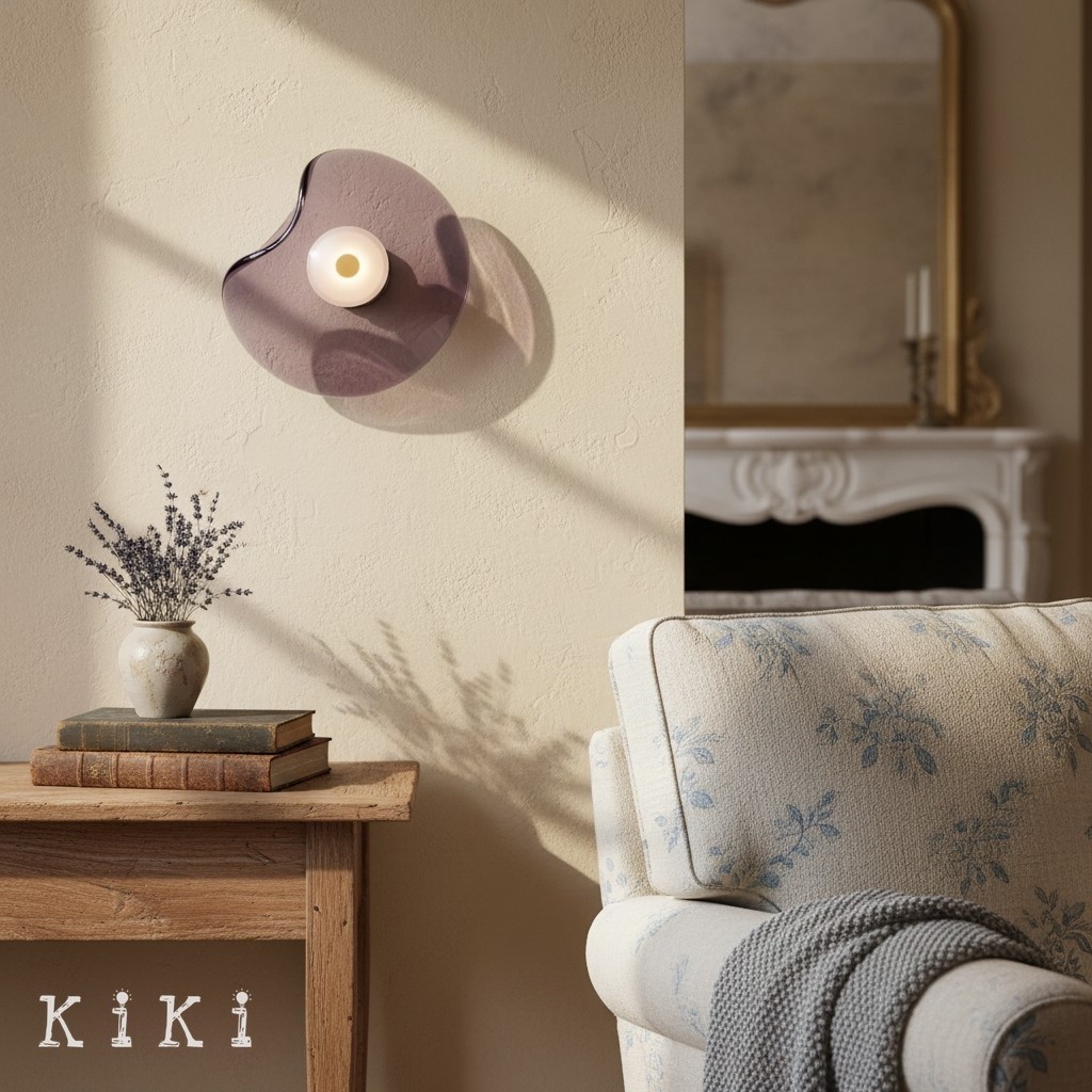 Lunacrest Elegant Curved Glass Wall Sconce - Contemporary Disc Sconce for Bathroom and entry KL2145