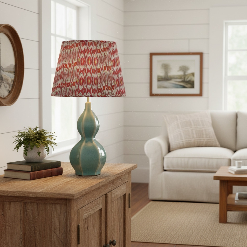 Thalune Pleated Ceramic Table Lamp - Decorative Lamp for Desk Room or Living Area KL2154