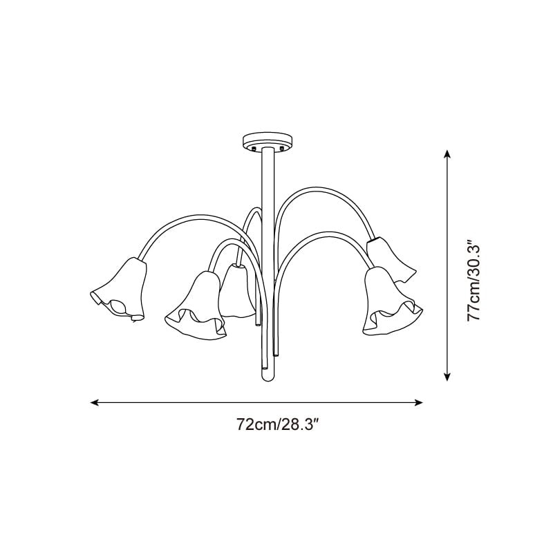 Bellina Modern Romantic Chandelier - Botanical Lily Design with Glass Flowers KL1449