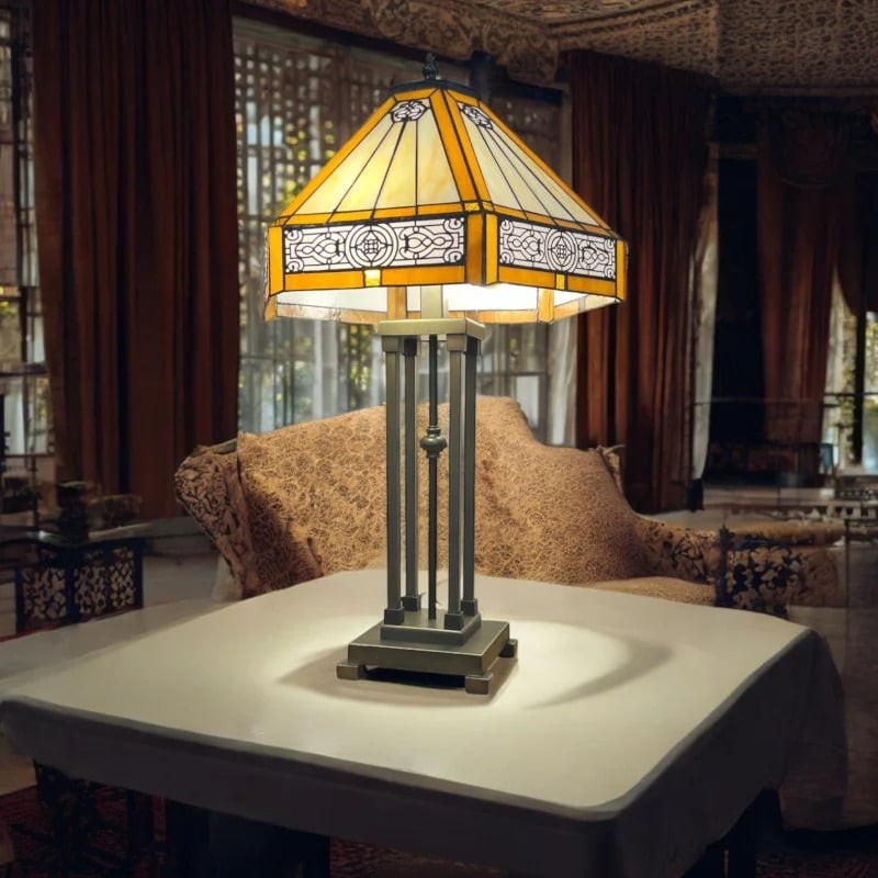 Velora Artisan Dragonfly Stained Glass Table Lamp - Vintage Tiffany Style Accent Light for Living Room KL1850