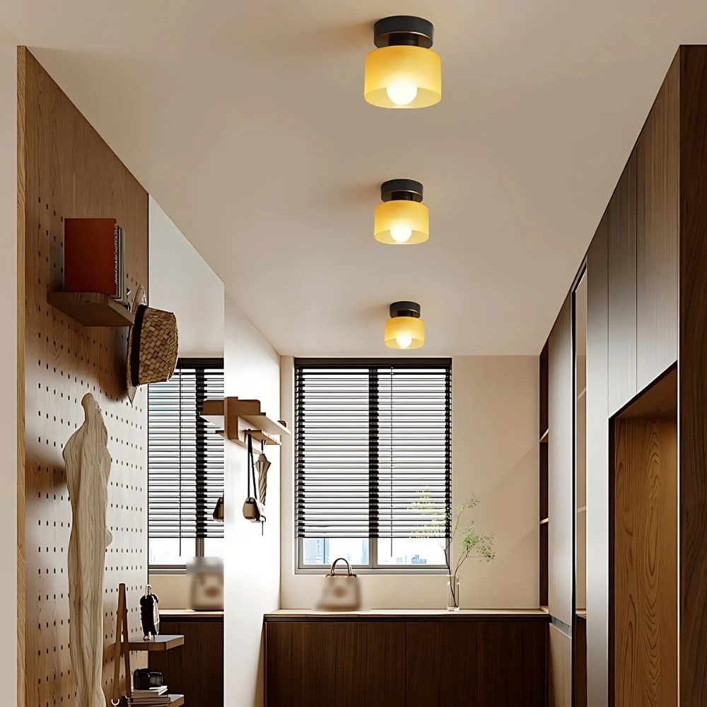 Moriglaze Glass Cylinder Ceiling Light - Sleek Sculptural Ceiling Lamp for Bedroom KL883