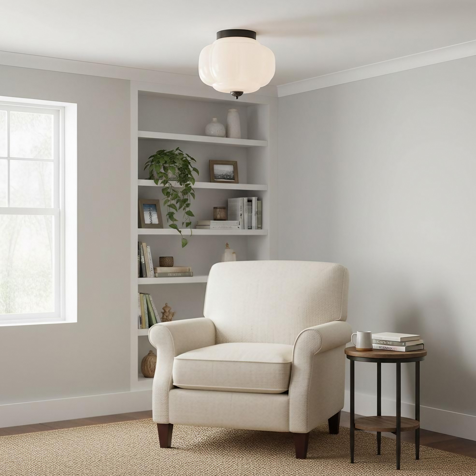 Eloise Retro Milk Glass Semi Flush Mount Ceiling Light KL859