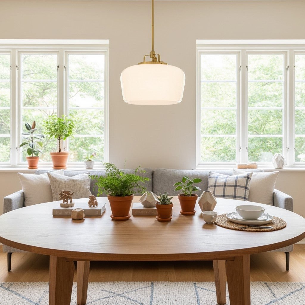 Lirra Minimalist Globe Pendant Light - Opal Glass Finish Lamp for Dining Area or Kitchen KL1714