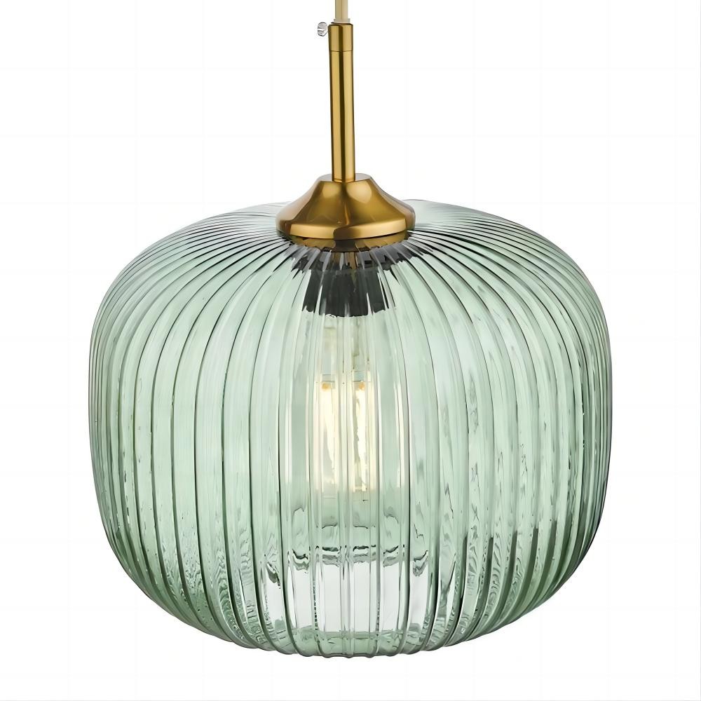 Demarius 1 Light Ribbed Glass Pendant Lamp