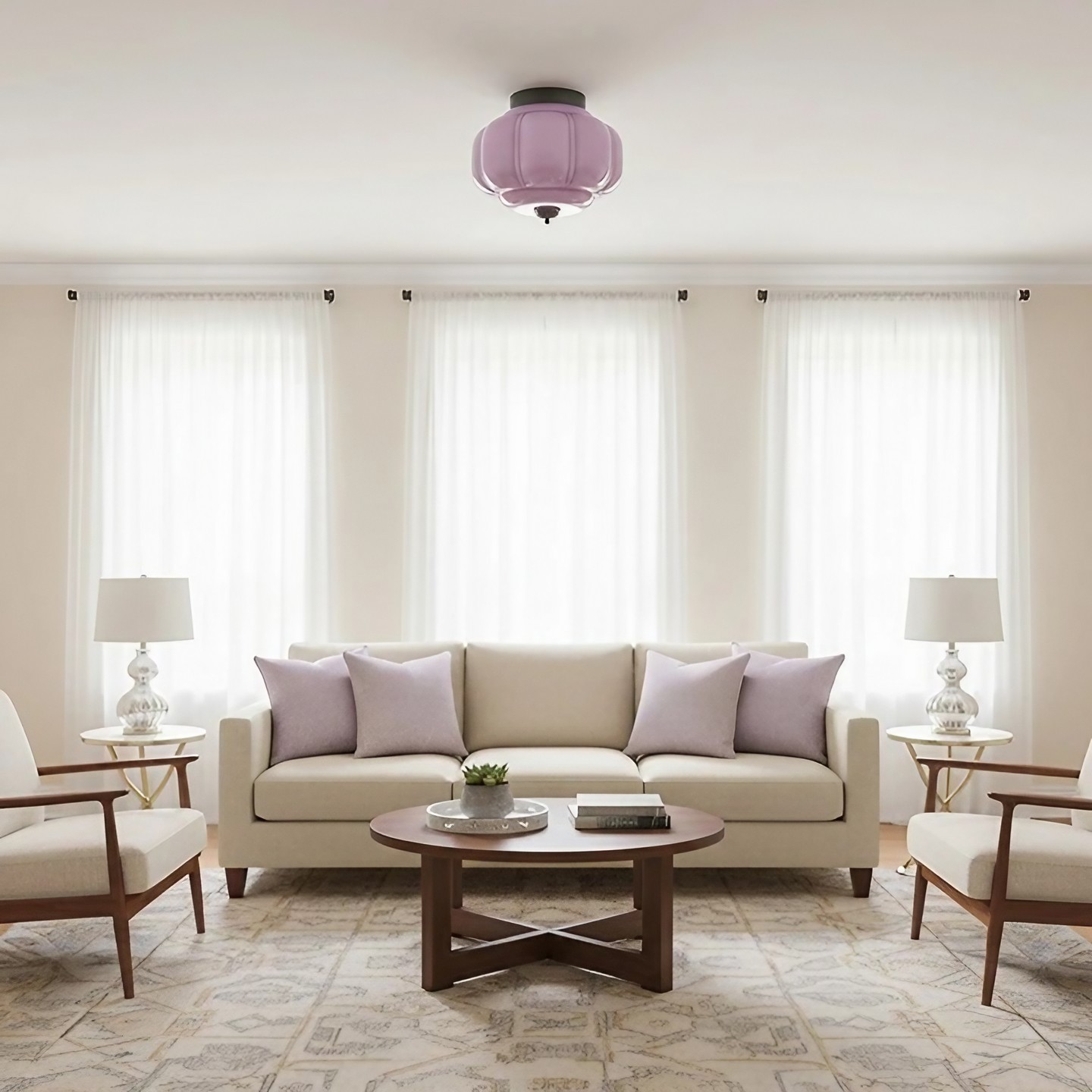 Eloise Retro Milk Glass Semi Flush Mount Ceiling Light KL859