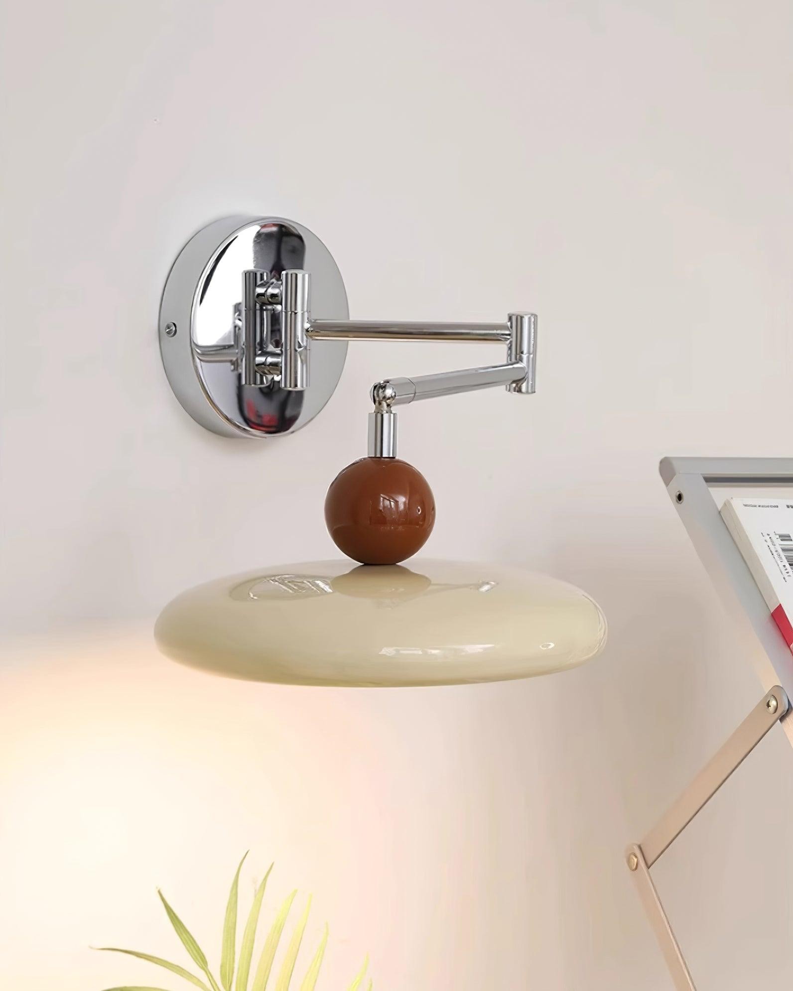 Cream Style Adjustable Swing Arm Disc Reading Wall Lamp KL458