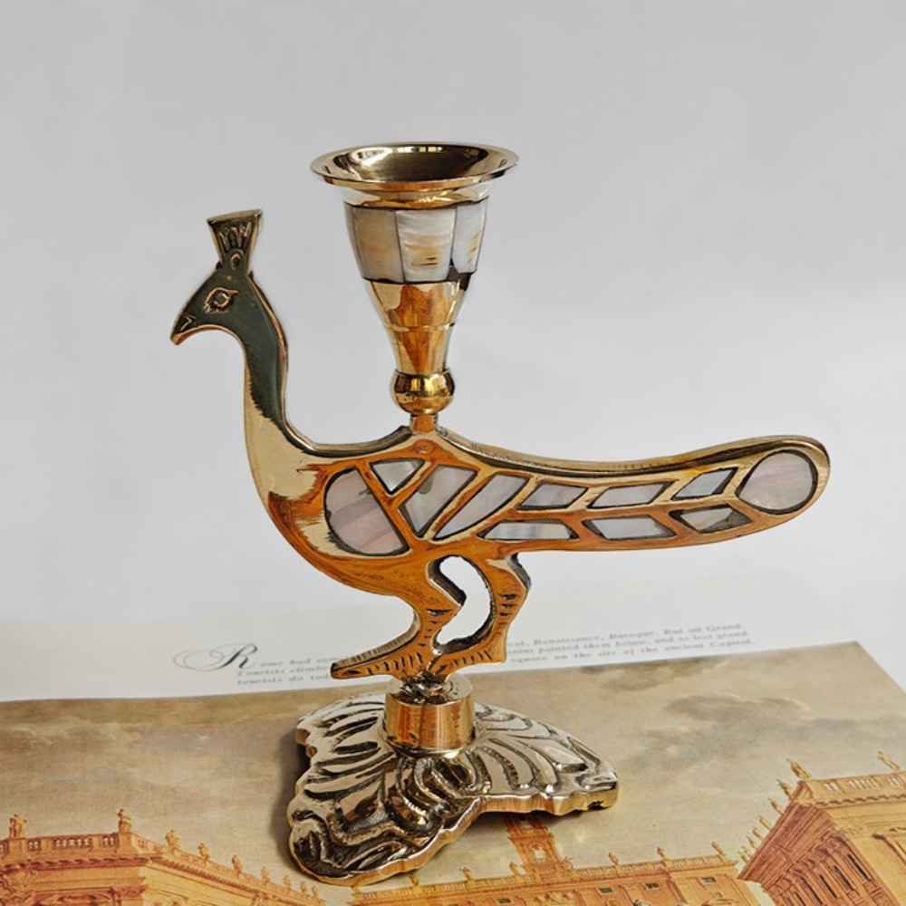 Ossik Decorative Candle Holder - Retro Nordic Brass Holder for Bedroom and Table KL2348