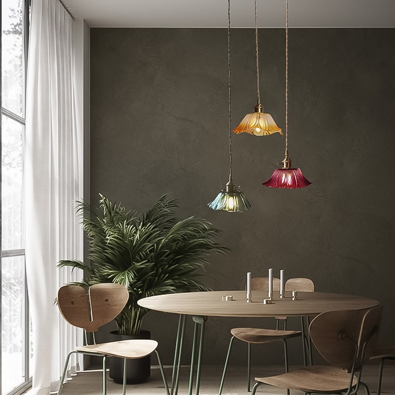Retro Lotus Creative Glass Pendant Lamp