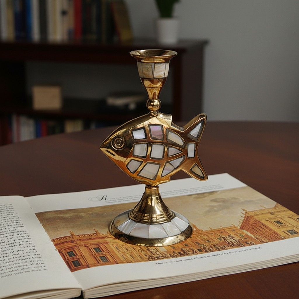 Ossik Decorative Candle Holder - Retro Nordic Brass Holder for Bedroom and Table KL2348