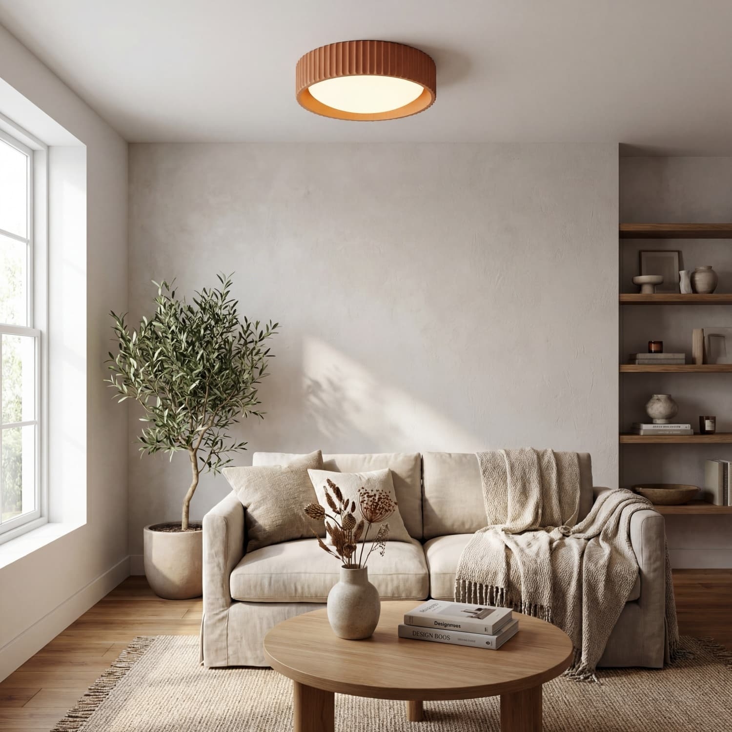 Acrion Minimalist Acrylic Ceiling Lamp - Circle Concrete Ceiling Light for Living Areas KL2333