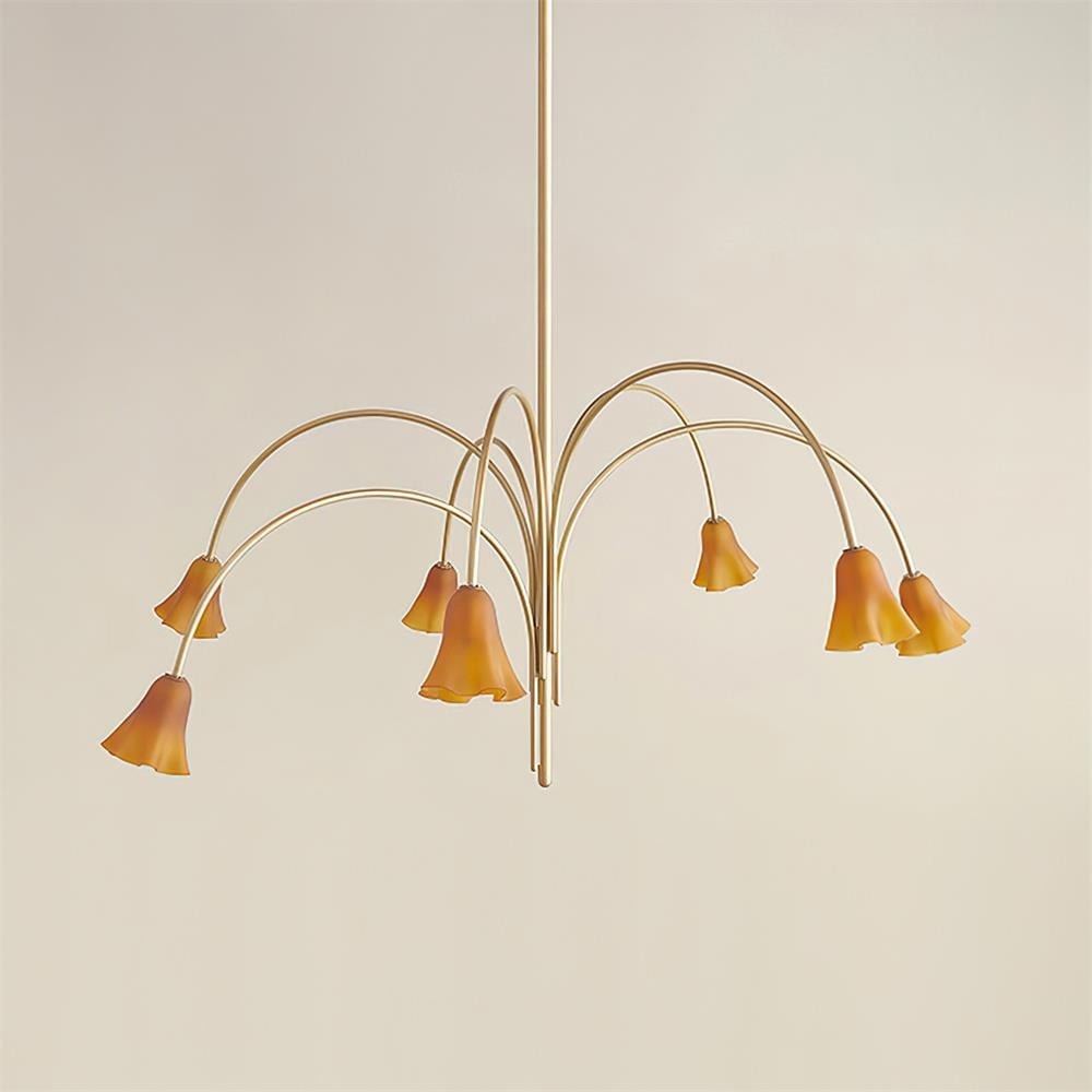 Bellina Modern Romantic Chandelier - Botanical Lily Design with Glass Flowers KL1449