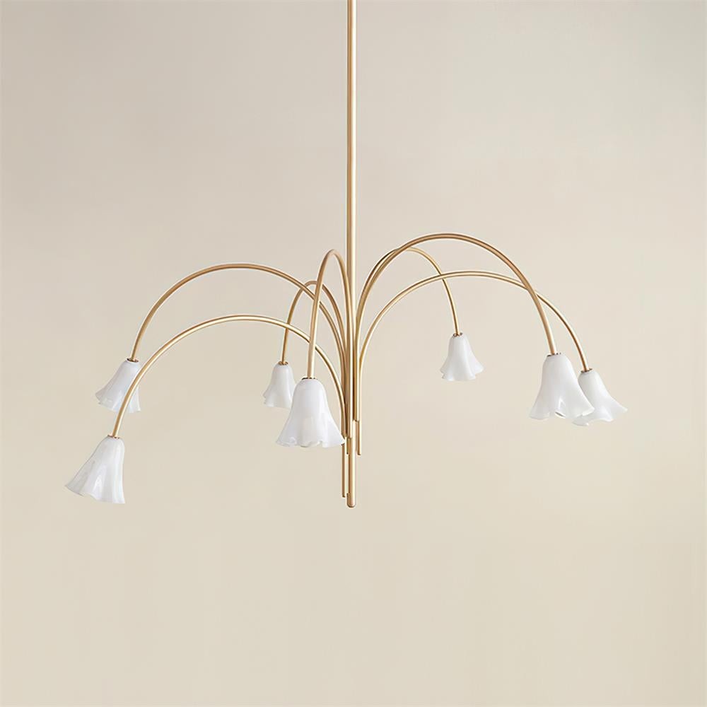 Bellina Modern Romantic Chandelier - Botanical Lily Design with Glass Flowers KL1449